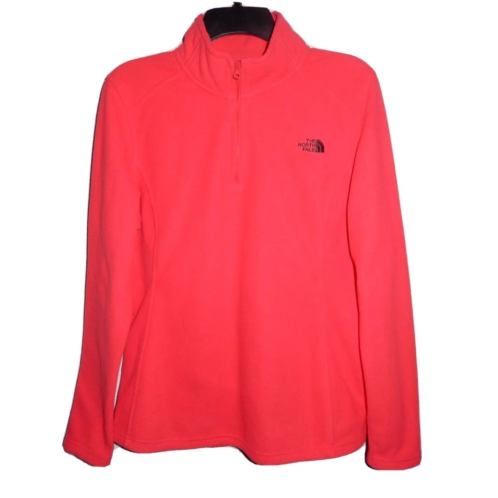 The North Face Womens Large Fleece Jacket Pullover 1/4 Zip Long Sleeve Pink Rose